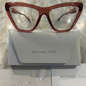 Michael Kors Cat-Eye Glasses Frame, mod Hawaii in dusty rose, with case